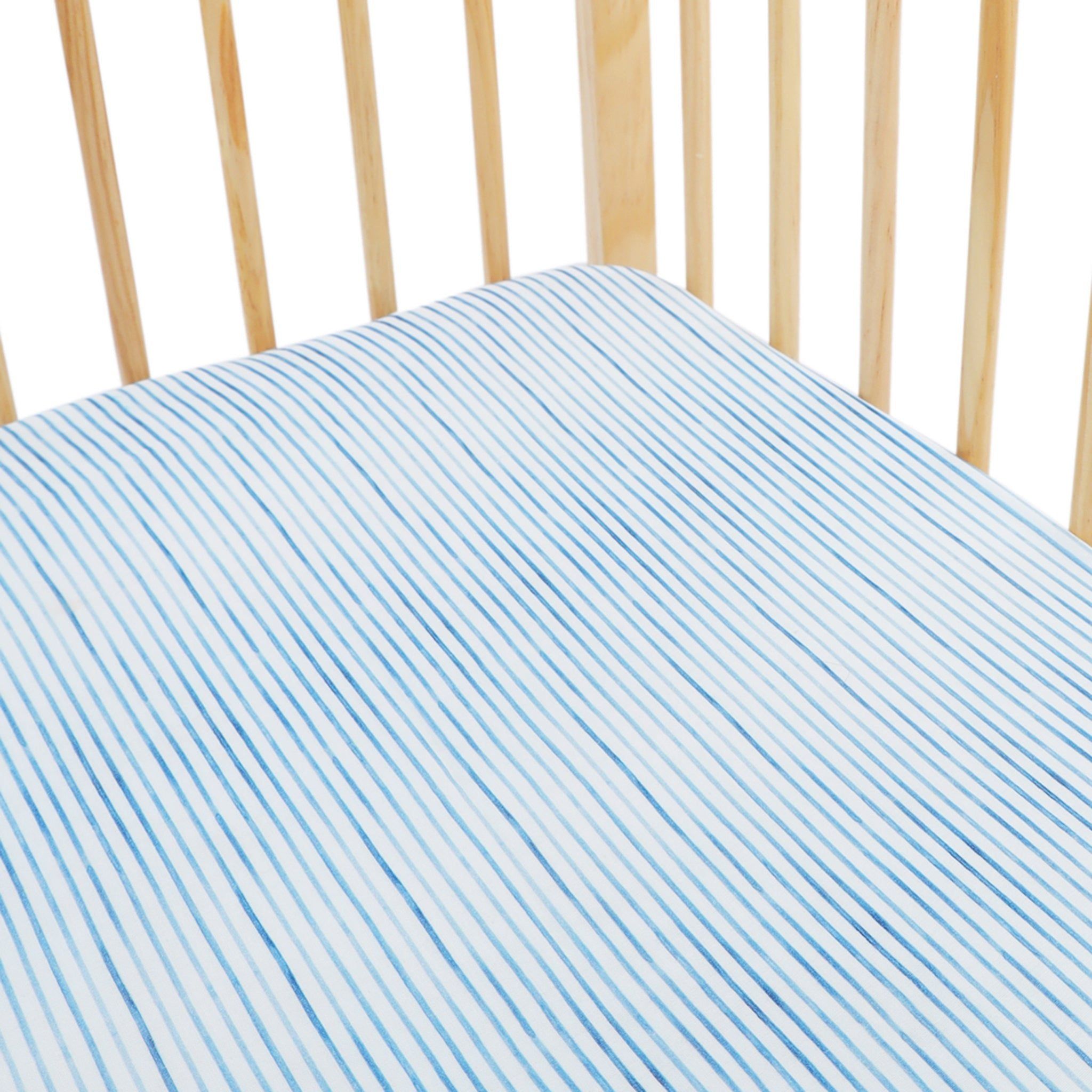 Floating Lines Muslin Fitted Cot Sheet
